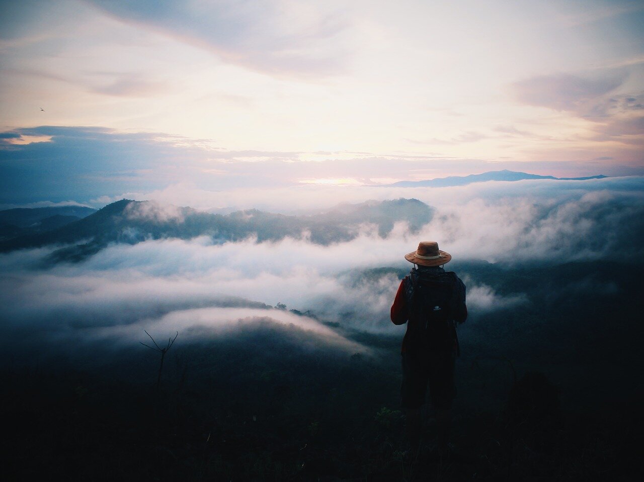 Man Overlooking Mountain Man Overlooking Mountain