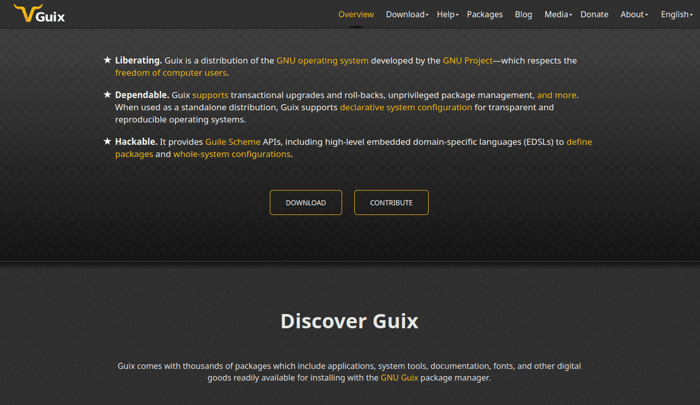 GNU Guix homepage
