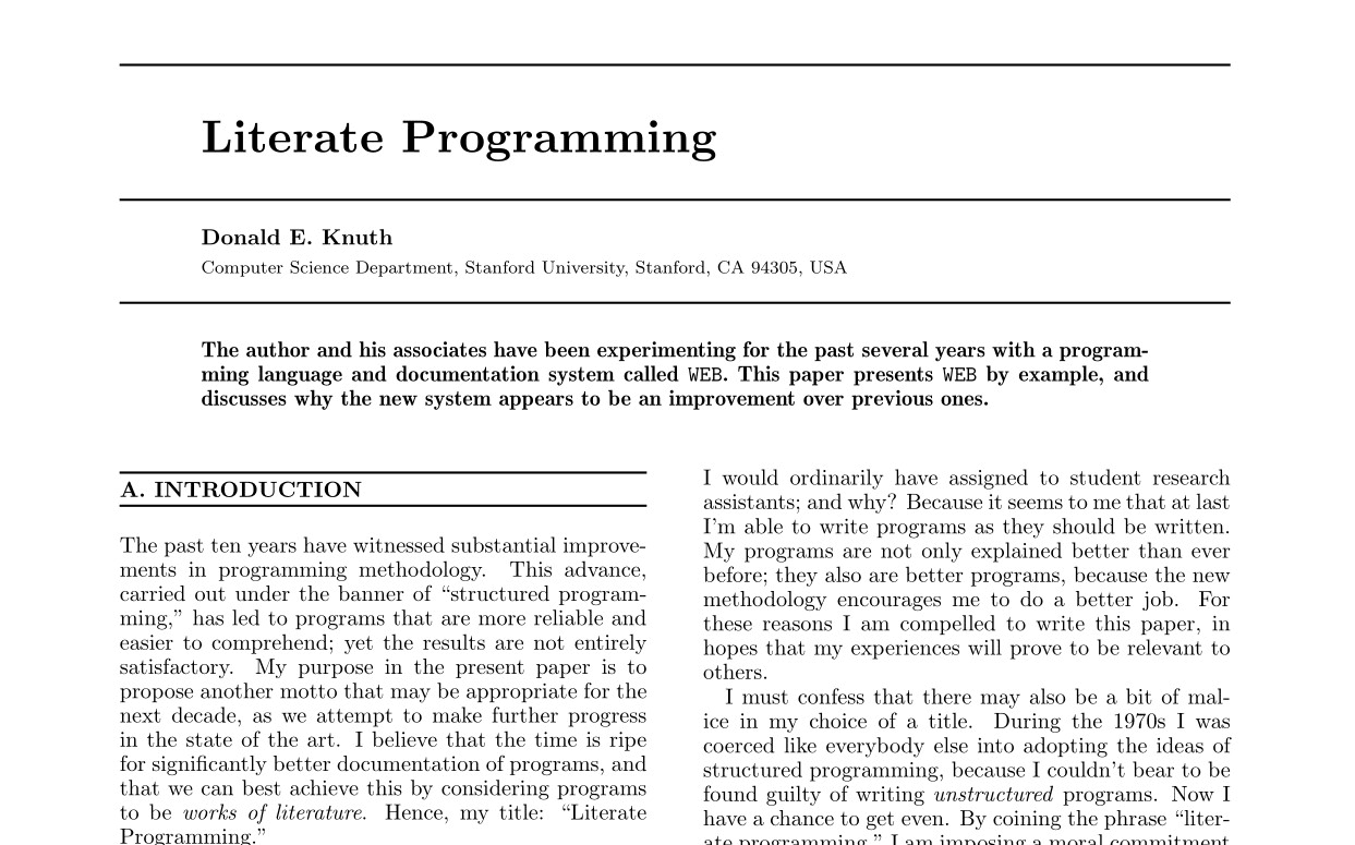 Donald Knuth’s Literate Programming