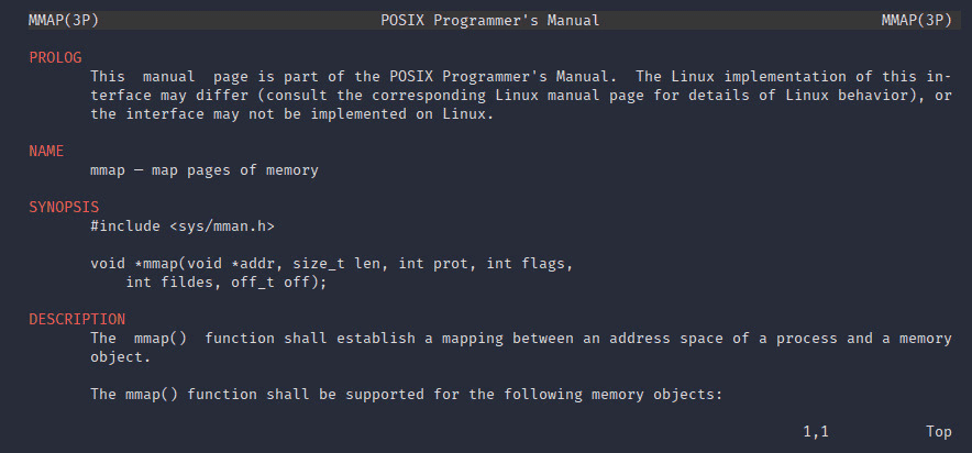 Manpage for mmap Manpage for mmap
