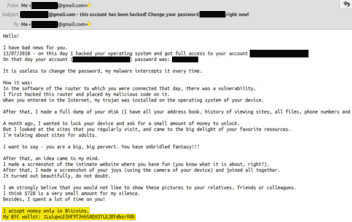 Bitcoin Hacked Email Scam